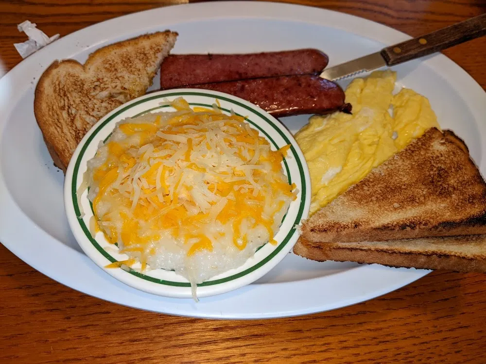 Cheese Grits Eggs Smoke Sausage Links