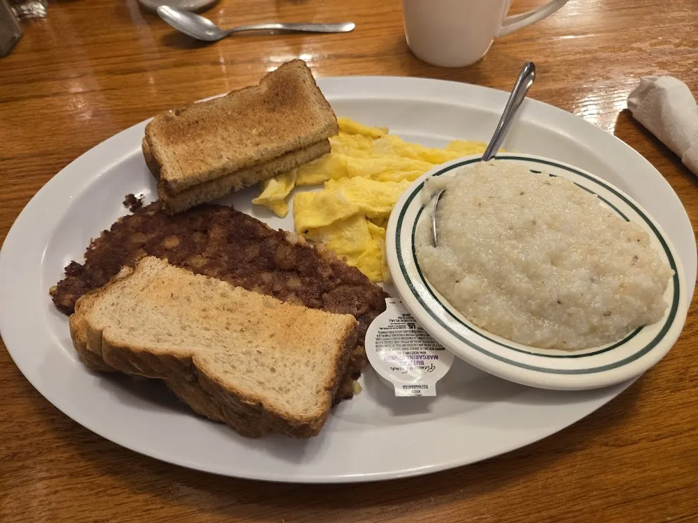 Scrambled with Toast and Grits
